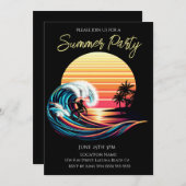 夏のパーティー-サーフィンアットサンセット 招待状 (正面/裏面)