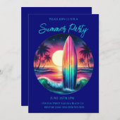 夏のパーティー – サーフボードエスケープ –  招待状 (正面/裏面)