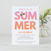 夏のパーティー、スクールズアウトピンクグラデーションオレンジ 招待状 (スタンド正面)