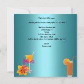 夏のパーティー トロピカル ブルー ティール カクテル ドリンク 招待状 (裏面)