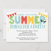 夏のパーティー、学校のアウトプライマリカラー 招待状 (正面)