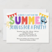 夏のパーティー、学校の明るい色 招待状 (正面)
