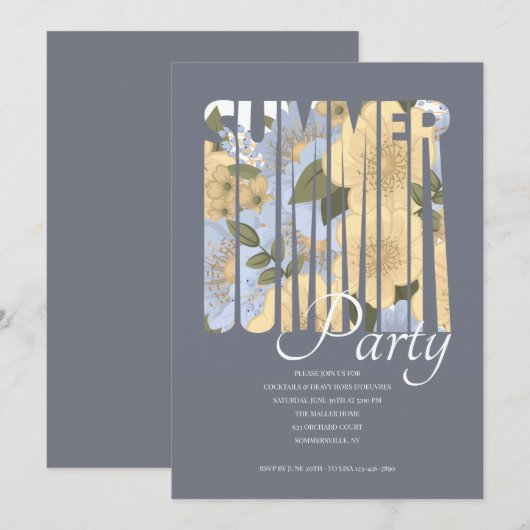 夏のパーティー 招待状 (正面/裏面)