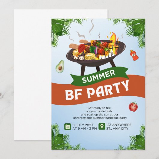 夏のパーティー 招待状 (正面/裏面)