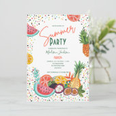 夏のパーティー 熱帯のフルーツ ご招待 招待状 (スタンド正面)