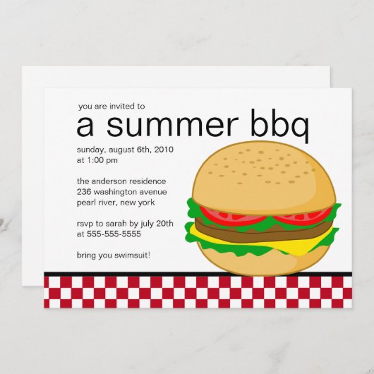 夏のパーティーBBQの招待状 招待状 (正面/裏面)