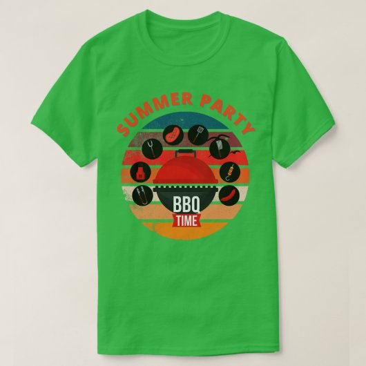 夏のパーティーBBQ時間 Tシャツ (デザイン正面)