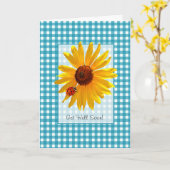 夏のヒマワリとラディバグが治る カード (黄色い花)
