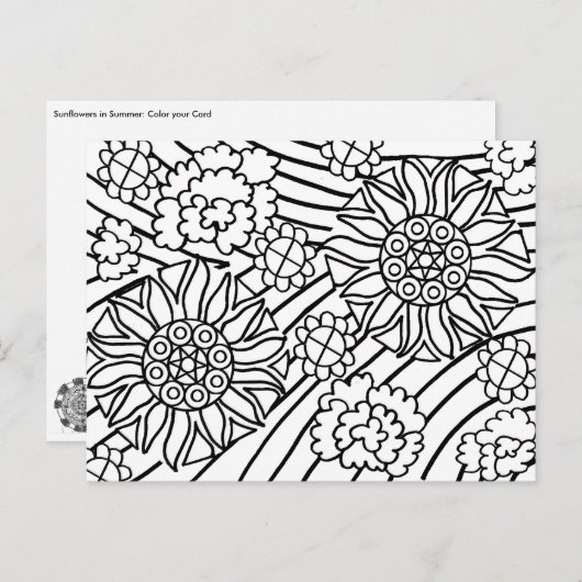 夏のヒマワリはあなたのカードを着色します ポストカード (正面/裏面)