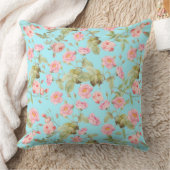 夏のビクトリアンヴィンテージバラパターンティール（緑がかった色） クッション (ブランケット)