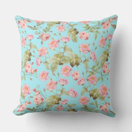 夏のビクトリアンヴィンテージバラパターンティール（緑がかった色） クッション