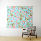 夏のビクトリアンヴィンテージバラパターンティール(緑がかった色) タペストリー (インサイチュ(横))