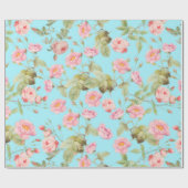夏のビクトリアンヴィンテージバラパターンティール（緑がかった色） ラッピングペーパー (フラット)