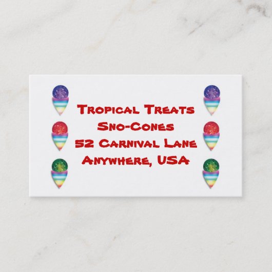 夏のビジネスのためのスノーコーンsnoコーン 名刺 (正面)