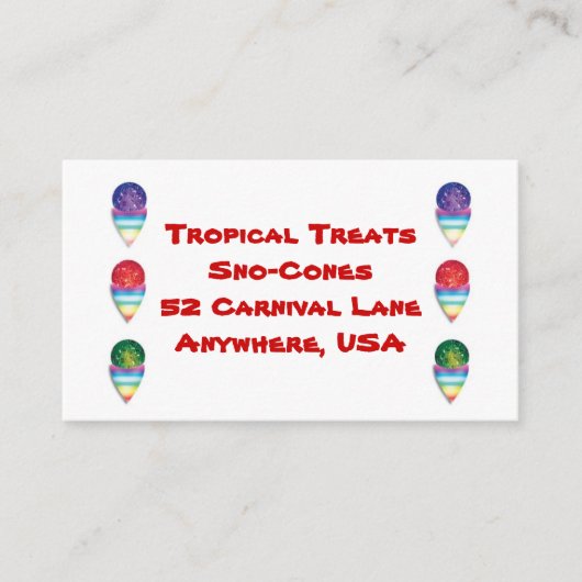 夏のビジネスのためのスノーコーンsnoコーン 名刺 (正面)