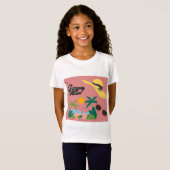 夏のビジュー半袖キッズTシャツ 女子用 Tシャツ (正面フル)