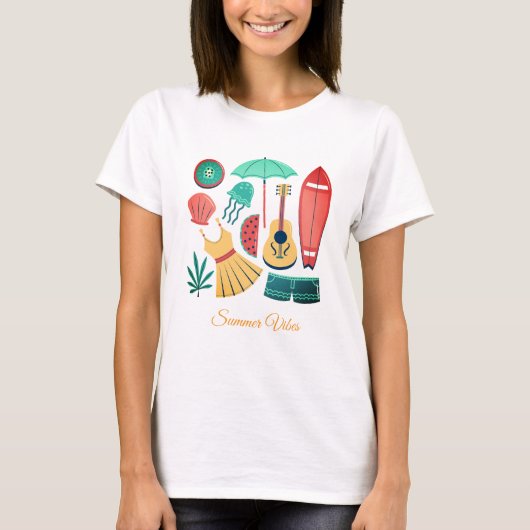 夏のビジュー・ウィメンズTシャツ Tシャツ (正面)