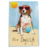 夏のビーグル犬 ミディアムペーパーバッグ (正面)