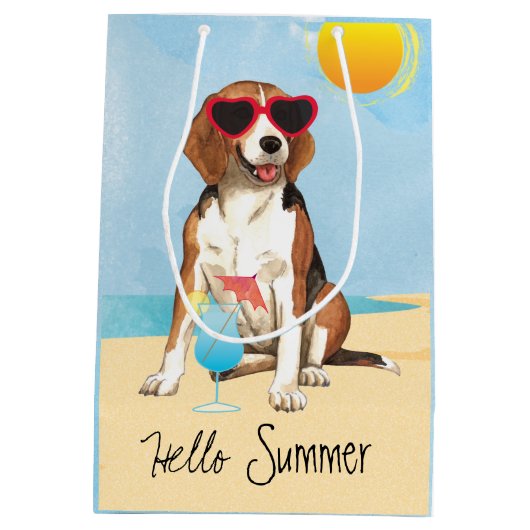 夏のビーグル犬 ミディアムペーパーバッグ (裏面)