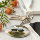 夏のビーチおもしろいのカスタマイズ キーホルダー (側面)