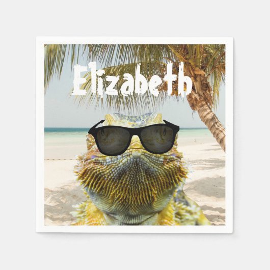 夏のビーチおもしろいのカスタマイズ スタンダードカクテルナプキン (正面)
