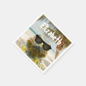 夏のビーチおもしろいのカスタマイズ スタンダードカクテルナプキン (角)