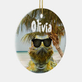 夏のビーチおもしろいのカスタマイズ セラミックオーナメント (右)