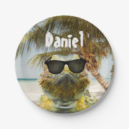 夏のビーチおもしろいのカスタマイズ ペーパープレート