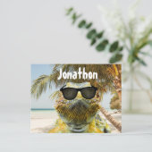 夏のビーチおもしろいのカスタマイズ ポストカード (スタンド正面)