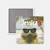 夏のビーチおもしろいのカスタマイズ マグネット (正面/裏面)