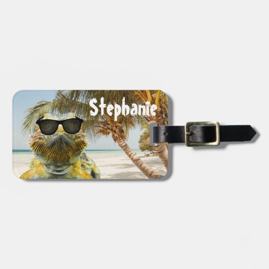 夏のビーチおもしろいのカスタマイズ ラゲッジタグ (正面横)