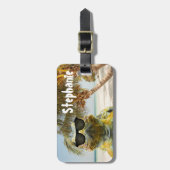 夏のビーチおもしろいのカスタマイズ ラゲッジタグ (正面縦)