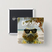 夏のビーチおもしろいのカスタマイズ 缶バッジ (正面&裏面)