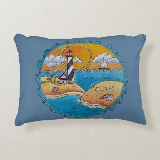 夏のビーチおもしろい日当たりの良い海岸沿岸 アクセントクッション (正面)