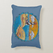 夏のビーチおもしろい日当たりの良い海岸沿岸 アクセントクッション (裏面(縦))