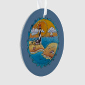 夏のビーチおもしろい日当たりの良い海岸沿岸 オーナメント (正面)