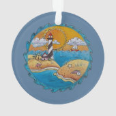 夏のビーチおもしろい日当たりの良い海岸沿岸 オーナメント (裏面)