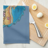 夏のビーチおもしろい日当たりの良い海岸沿岸 キッチンタオル (四つ折り)