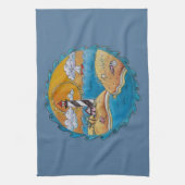 夏のビーチおもしろい日当たりの良い海岸沿岸 キッチンタオル (縦)