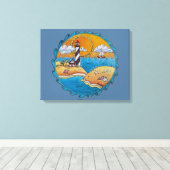 夏のビーチおもしろい日当たりの良い海岸沿岸 キャンバスプリント (インサイチュ (ウッドフロア))