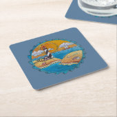 夏のビーチおもしろい日当たりの良い海岸沿岸 スクエアペーパーコースター (アングル)