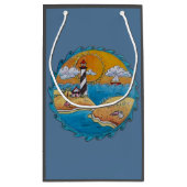 夏のビーチおもしろい日当たりの良い海岸沿岸 スモールペーパーバッグ (裏面)