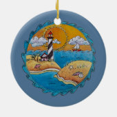 夏のビーチおもしろい日当たりの良い海岸沿岸 セラミックオーナメント (裏面)