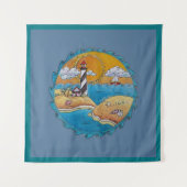 夏のビーチおもしろい日当たりの良い海岸沿岸 タペストリー (正面)