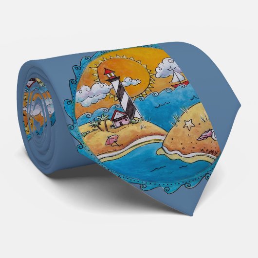 夏のビーチおもしろい日当たりの良い海岸沿岸 ネクタイ (ロール)