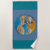 夏のビーチおもしろい日当たりの良い海岸沿岸 ビーチタオル (正面)