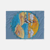 夏のビーチおもしろい日当たりの良い海岸沿岸 フリースブランケット (正面(横))