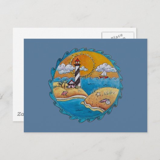 夏のビーチおもしろい日当たりの良い海岸沿岸 ポストカード (正面/裏面)