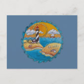 夏のビーチおもしろい日当たりの良い海岸沿岸 ポストカード (正面)