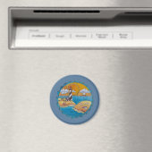 夏のビーチおもしろい日当たりの良い海岸沿岸 マグネット (インサイチュ (食洗機))